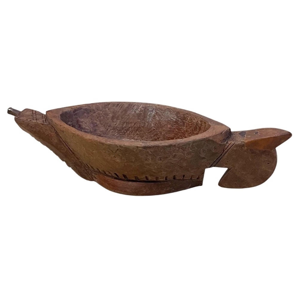 Vintage Hand Carved Wooden Eagle Head Kharal Drinking Bowl